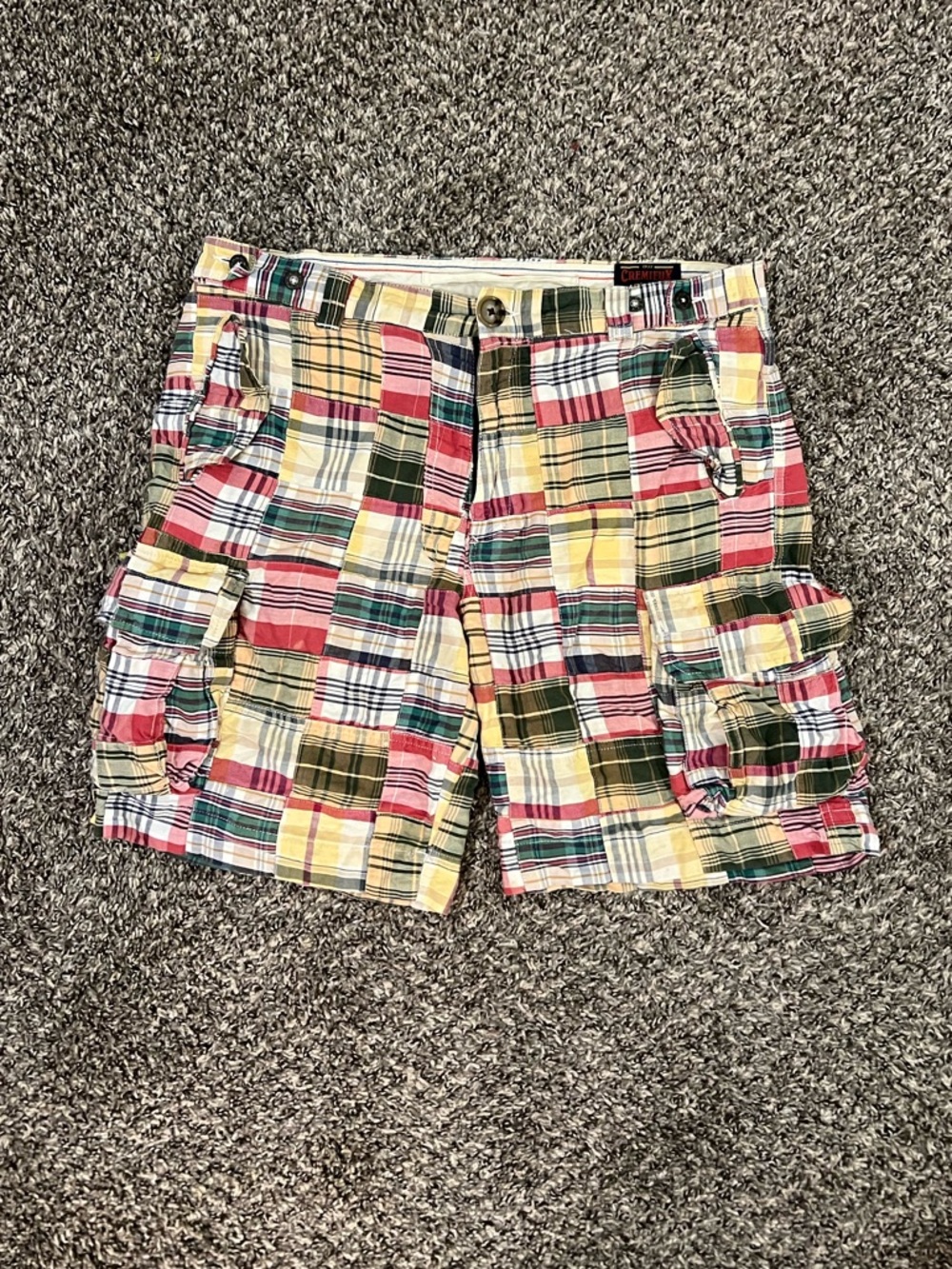 Daniel Cremieux Multicolor Madras Patchwork Cargo Shorts Beach Vacation Travel